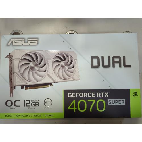 White ASUS Dual GeForce RTX™ 4070 Super EVO White OC Edition 12GB GDDR6X (PCIe 4.0, 12GB GDDR6X, DLSS 3, HDMI 2.1a, DisplayPort 1.4a, 2.5-Slot Design, Axial-tech Fan Design, 0dB Technology, and More)