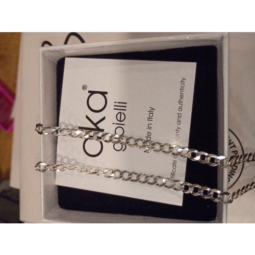 Aka Gioielli - Italian 925 Sterling Silver 5mm Curb Cuban Link Chain - Solid Sterling Silver Necklace for Women and Men - Made in Italy