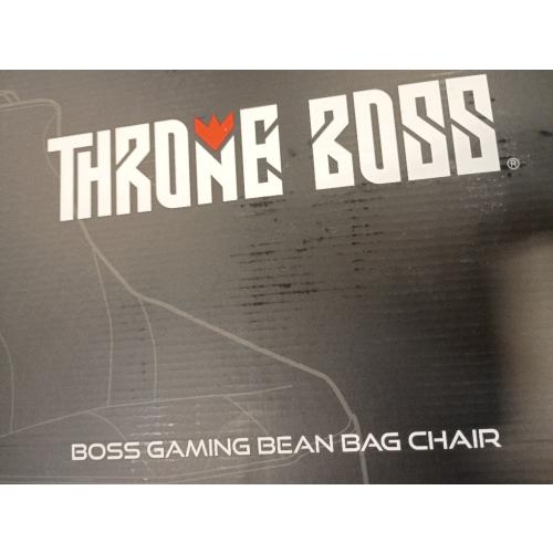 Throne Boss Gaming Bean Bag Chair Cover for ADULT with High Back, Black – Floor Gaming Chair Cover, Easy to Clean Fabric, Large Side Pockets, Headphone Hanger, Requires 200 Liters Polystyrene Beans