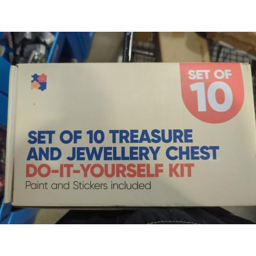10 Sets Jewelry Box Painting Set for Kids with Stickers - Bulk Stockings & Birthday Goodie Bag Stuffer - Kids Party Favors Toy Return Gifts - Unfinished Wooden Treasure Boxes For Arts & Craft