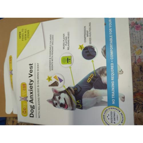 CozyVest® Dog Anxiety Vest 3-in-1 Music & Aromatherapy Shirt, Relaxing Sound & Essential Oil Scent Jacket, Fireworks Thunder Separation & Thunderstorm Canine Stress Relief Coat (Gray, XL [65-110 Lbs])