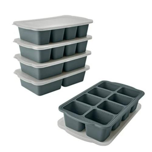 Silicone Freezer Tray With Lid - Soup Freezer Container Molds Set Makes 2-Cup & 1-Cup 1/2-cup Portions Cubes Perfect for preparing meals in different Portion Sizes Oven & Dishwasher-Safe
