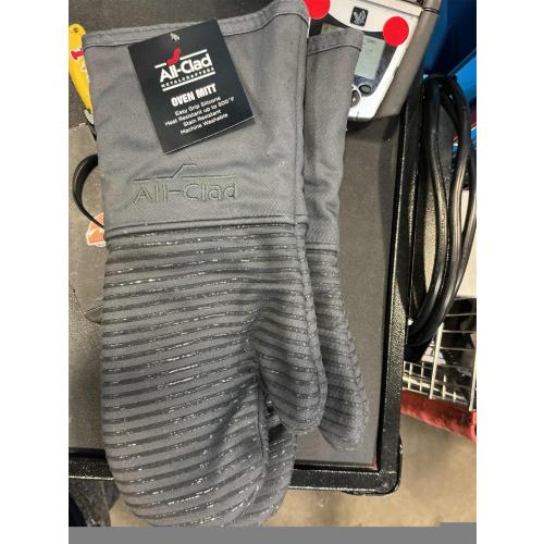 All-Clad Silicone Oven Mitts: Heat Resistant up to 500 Degrees - 100% Cotton & Silicone, 14x7 Oven Mitt for Kitchen and Barbeque, 2-Pack, Pewter