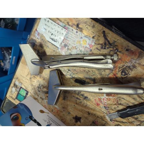 QWORK 10 Locking Sheet Metal Clamp, 2 Pack Welding Locking Plier Tools, Heavy Duty Sheet Metal Grip Tool, Adjustable Opening Nickle Plated Welding Plier