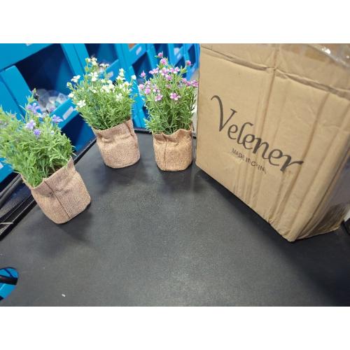 Velener Babys Breath Artificial Flowers in Small Burlap Bag Vases 3Pcs -Gypsophila Faux Flowers Farmhouse Home Coffee Table Bookshelf Office Desk Decorations Kitchen Dining Room Fake Plants Indoor
