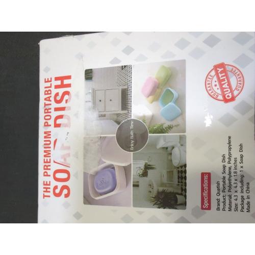 Clear 4.3x4.3x1.8 Quatish Leakproof Soap Dish with Lid, Shatterproof Travel Bar Soap Holder Case Container, Solid Shampoo Bar Holder, Portable Travel Size Toiletries Essentials for Camping, Gym, Bathroom, Clear