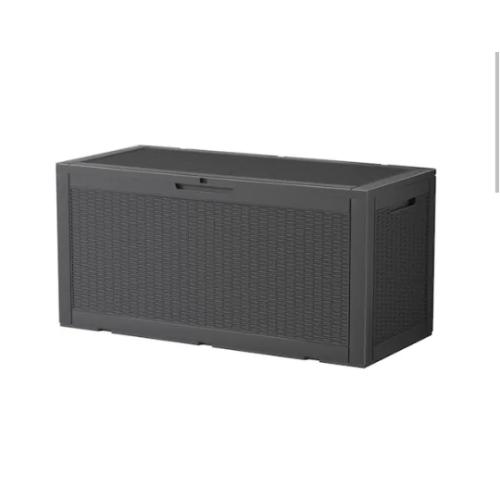 Large Black Outdoor Storage Cabinet Deck Box Lockable Rattan Outdoor Storage Box