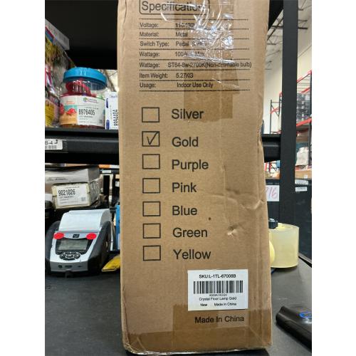 Luvkczc Gold Crystal Floor Lamp, 64 Tall Elegant Standing Lamp with On-Off Foot Switch, Double-Layer Lampshade, Standing Floor Lamps for Living Room, Bedroom, Office, 8W LED Bulb Included