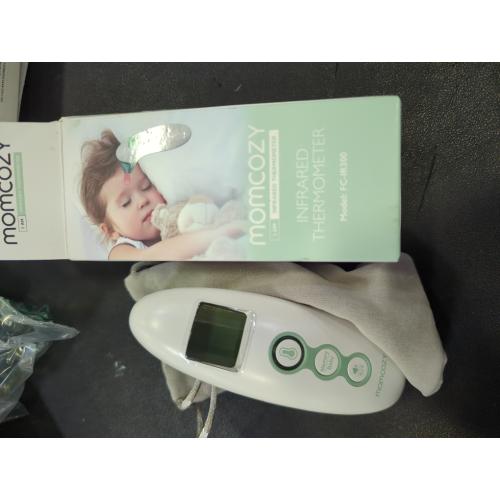 White Momcozy Non-Contact Forehead and Ear Thermometer, Digital Infrared Thermometer for Adults and Children, with Child Mode, Fever Alarm Function, Mute and Memory Functions, Fast and Accurate Measurement