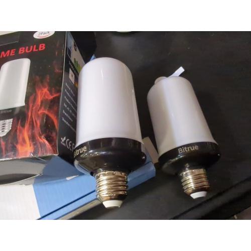 Bitrue LED Flame Effect Light Bulb, 4 Modes Flame Light Bulbs, E26 Base Fire Light Bulb with Gravity Sensor,Flickering Light Bulbs Hallowee Home Party(2 Pack)