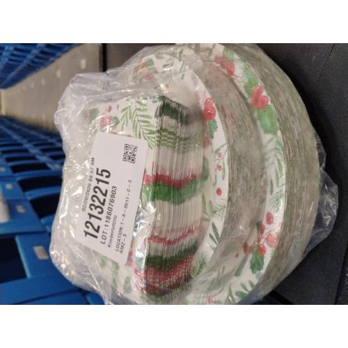 Christmas Party Supplies, Serve 50, Christmas Seasonal Holly Tableware Includes: Paper Dinner Plates, Dessert Plates, Luncheon Napkins and Beverage napkins, Great for Party Decorations