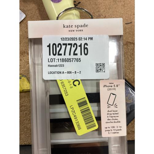 kate spade new york Defensive Hardshell Case (1-PC Comold) for iPhone 11 Pro, Park Stripe Gold Foil/Black/Cream/Cream Bumper/Clear