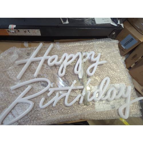 Happy Birthday Neon Sign, Happy Birthday Light Up Sign, Neon Happy Birthday Sign, Happy Birthday Led Sign for Backdrop All Birthday Party Decoration USB Powered Warm White,16.5x 12 (Plug not provided)