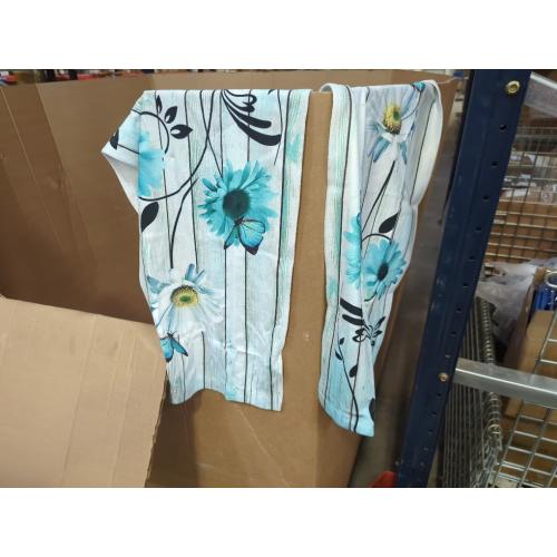Teal Floral Hand Towels Set of 2 Rustic Daisy Fingertip Towel Soft Absorbent Guest Bath Towel Kitchen Dish Towel for Spa Home Bathroom