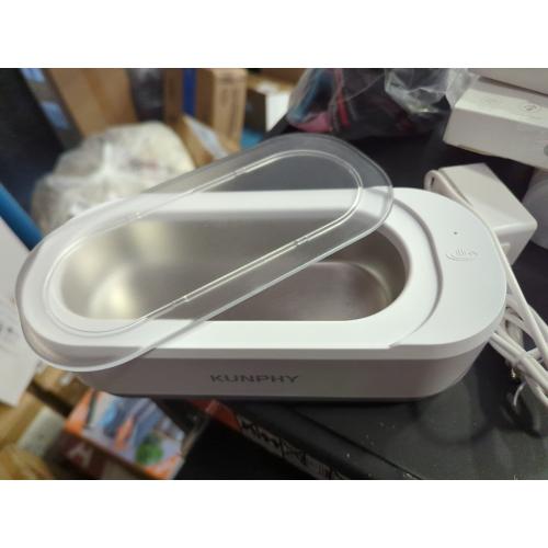 KUNPHY Ultrasonic Jewelry Cleaner, Jewelry Cleaner Machine 12oz 46KHz, Professional Sonic Cleaner with One-Touch Operation, Sonic Cleaner for Rings, Glasses, Jewelry, Dentures White