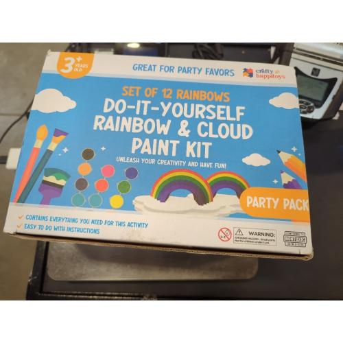 CRAFTY HAPPITOYS Rainbow Painting Set for Kids 12 Pcs - Bulk Stockings & Birthday Goodie Bag Stuffer - Kids Party Favors Toy Return Gifts - Pinata Stuffers - Classroom Treasure Box Carnival Prizes