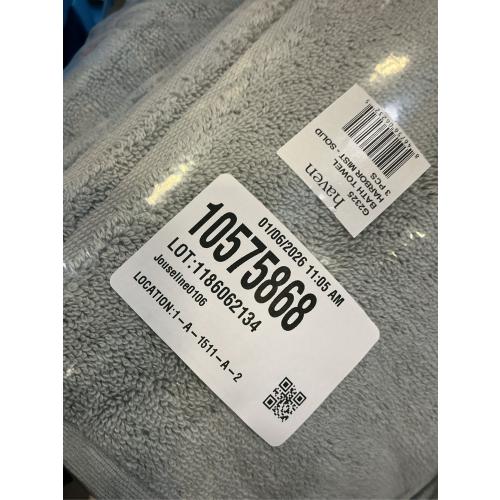 3 pcs Haven Organic Cotton Terry Bath Towel in Harbor Mist Grey