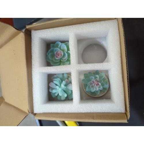 VIVERIE Mini Blue Artificial Succulent in Pots (White Ceramic, 4 Pot Set) Fake Plants for Indoors, Office Decor Blue Christmas for Women, Office Home Decor Gifts-Faux Plant
