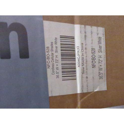 LazBlinds Cordless Cellular Shades, No Tools No Drill Blackout Honeycomb Shades Pleated Blinds for Windows, 36.5'' W x 72'' H, Silver White