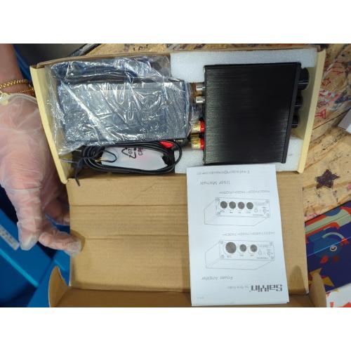 Saiyin Power Amplifier Home Audio, 80W x 2 Stereo Bluetooth Amplifier Receiver 2.0 Channel Mini Hi-Fi Class D Integrated Amp with Headphone Jack, Bass/Treble Control for Home Speakers