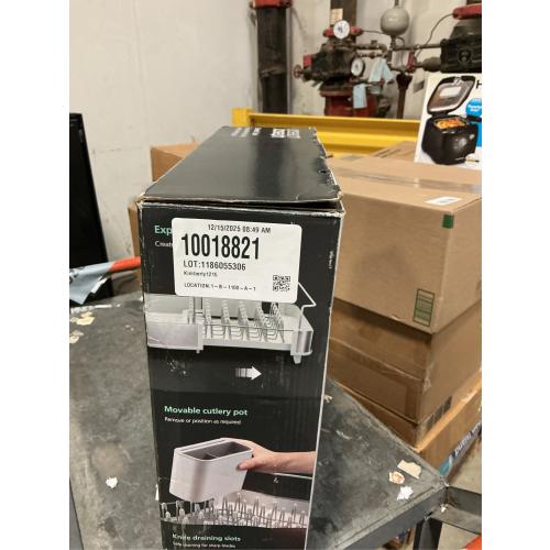 Joseph Joseph Extend Steel Expandable Dish Drying Rack with Removable Cutlery Holder Swivel Draining Spout, Stainless Steel