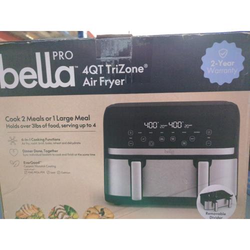 Black and Silver 4-qt. TriZone Touchscreen Air Fryer with Dual Flex Basket, Stainless Steel