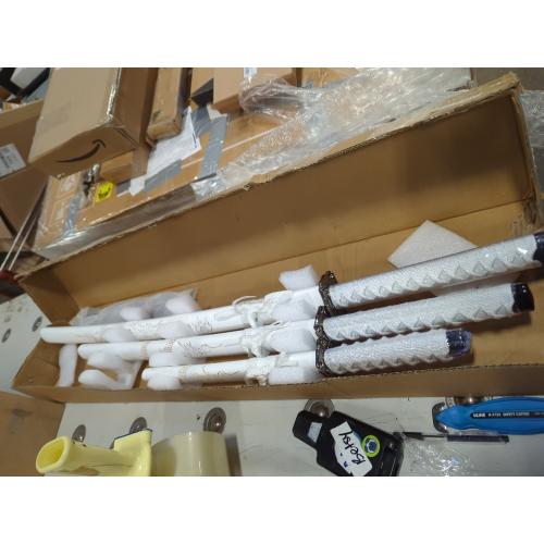 White Carbon Steel Real Katana Set Ornaments Handicrafts Japanese Samurai Sword