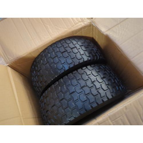 15x6.00-6 Flat Free Lawn Mower Tire and Wheel, 15x6-6nhs Riding Mowers Lawn Tire and Wheel with 3/4 Bearing, 3 Centered Hub, 2 Pack