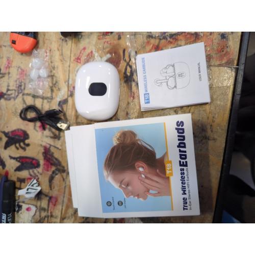 Wireless Earbuds, Bluetooth 5.4 Headphones Bass Stereo, Ear Buds with Noise Cancelling Mic, LED Display in Ear Earphones Clear Calls, IP7 Waterproof Bluetooth Earbuds for Laptop/Phones/Sports, White