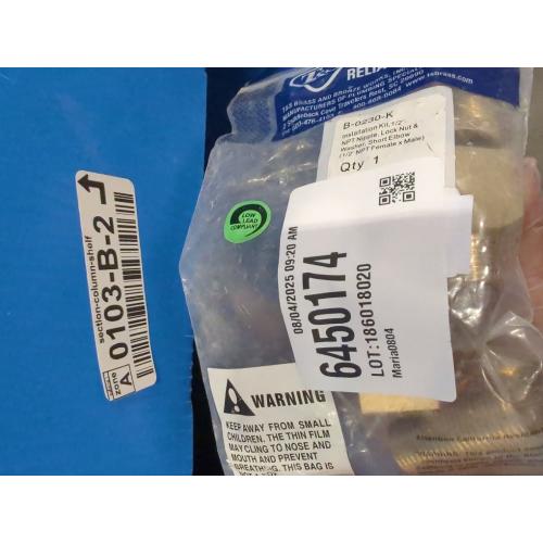 T&S Brass B-0230-K Installation Kit for B-0230 Style Faucets. Two short elbows, nipples, lock nuts and washers that provide 1/2 NPT male inlet and outlet when assembled