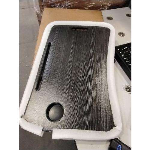 Laptop Bed Desk, Foldable Lap Desk, Portable Lap Table, Laptop Stand with Cup Holder & Tablet Slot & Lifting Handle for Working Writing Drawing & Eating - Black