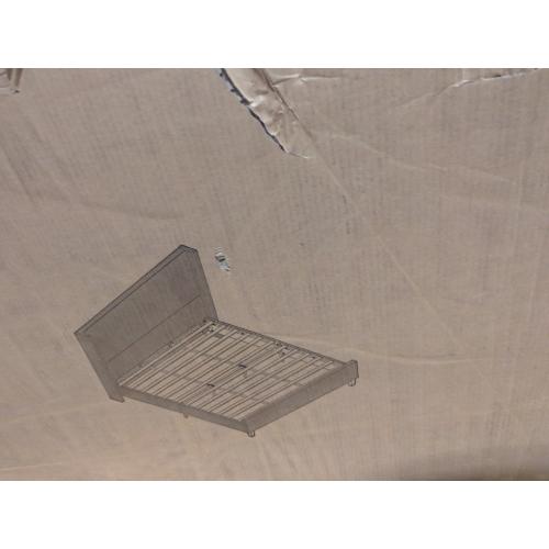 Upholstered Platform King Bed with Tufted Wingback Headboard Light Grey