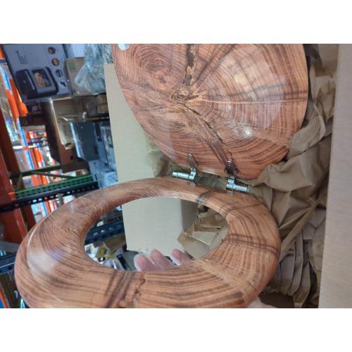 Elongated Toilet Seat Thick tree cut rings Resin Toilet Seat with Quietly Close Quick Release Hinges Decorative Toilet Seat with Cover Easy to Clean and Install Rustic Bathroom Decor