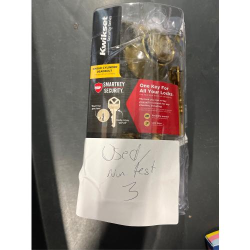 Kwikset SmartKey Security Polished Brass Metal Single Cylinder Deadbolt