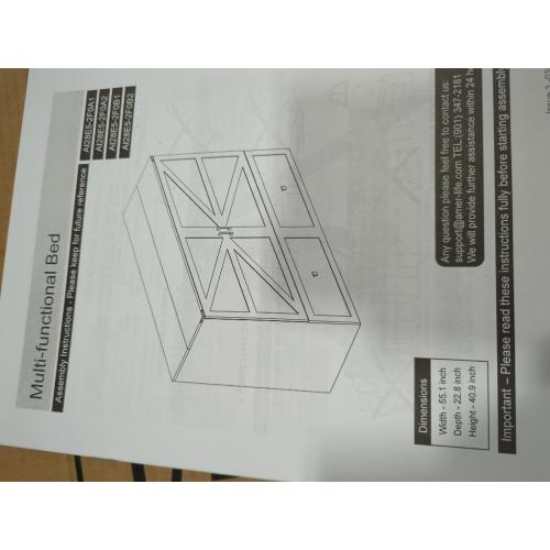 Wilkinson Farmhouse Full Murphy Bed with Large Storage Drawer & Charging Station, Gray