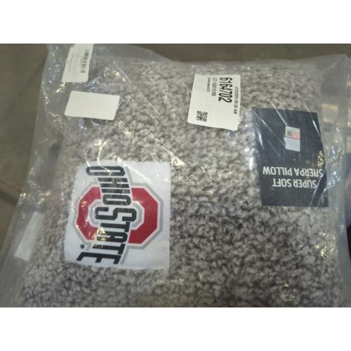 Campus Colors Two Tone Sherpa Throw Pillow, 14 x 14 Officially Licensed Plush Pillow for Home, College Dorm Room, or Gameday, Frosty Fleece Throw Pillow (Ohio State Buckeyes - Team Color)