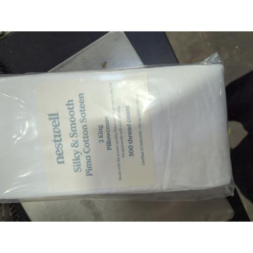 Nestwell Pima Cotton Sateen 500-Thread-Count 2 King Pillowcase Set in Bright White