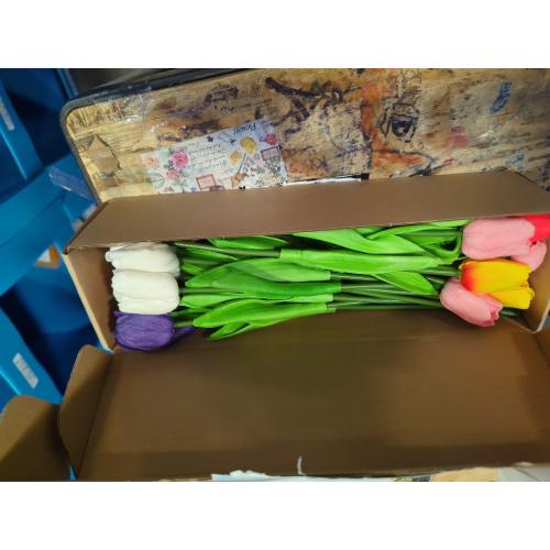 Ouddy Decor 30 Pcs Multicolor Artificial Tulip Flowers PU Real Touch Fake Plants Faux Bouquet for Room Office Table Party Spring Summer Wedding Home Decorations