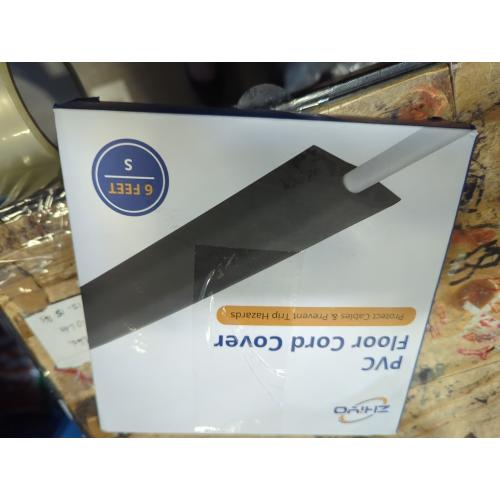 ZhiYo Floor Cord Cover 4ft, Cord Hider Floor Black, Cable Management Cover Prevent Cable Trips, Wire Covers for Electric Power Cords, Wire Protector Cavity W0.47 x H0.28