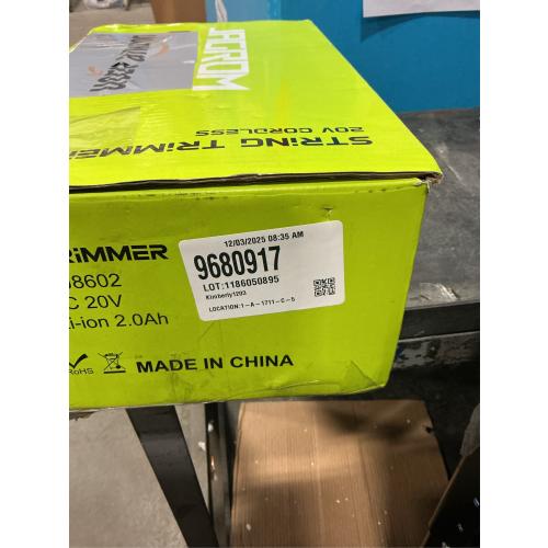 12-inch 20V Cordless String Trimmer with Charger, 2 X 2.0Ah Battery Powered with Auto Line Feed, Lawn Edger with 8 Pcs Grass Cutter Spool Line and 2 Spool Cap