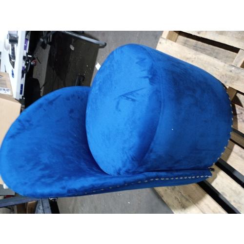Baxton Studio Bethel Glam and Luxe Navy Blue Velvet Fabric Upholstered Rolling Accent Chair  ( the  polyurethane wheels is broken see the pictures)
