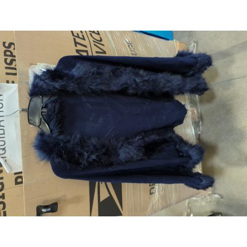 Helan Women's Faux Fox Fur Warm Luxury Cape Cloak Coat Fur Wrap Bridal Stoles Wedding Fur Shawl with Floral
