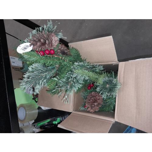 Balsam Hill Outdoor Red Berry Pine Christmas Garland - Fresh Traditional Greenery Garland with Natural Elements & Battery-Operated LED Clear Lights for Indoor and Outdoor Holiday Decorating, 6'