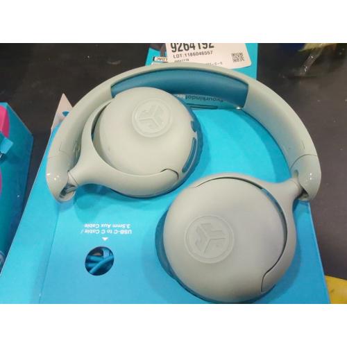Color teal JLab JBuddies Pop Kids Headphones, Wireless / Wired, 48  Hr Playtime, Volume Safe, Cloud Foam, Teal