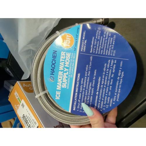 Refrigerator water line - 15 FT Premium Stainless Steel Braided Ice Maker Water Hose,Food grade PEX Inner Tube Fridge Water Line with 1/4 Fittings for Refrigerator Ice Maker