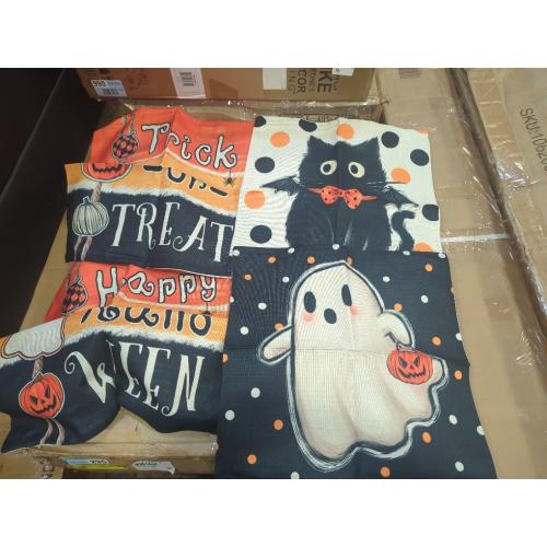 Set of 4 Size 18x18 Halloween Pillow Covers 18x18 Inch Set of 4  Decorative Linen Pillowcase