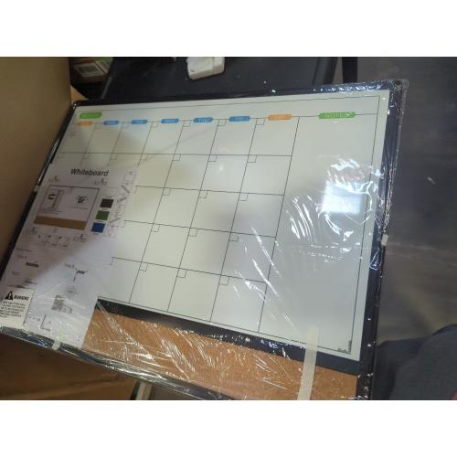 Size 24x18 JILoffice Magnetic Calendar Whiteboard & Bulletin Corkboard Combination, Combo Board 24 x 18 Inch, Black Aluminum Frame Wall Mounted Board for Office Home and School with 10 Push Pins