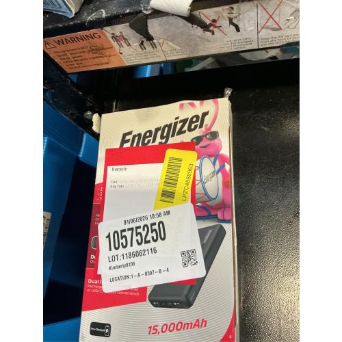 Energizer - MAX 15,000mAh Ultra-Slim High Speed Universal Portable Charger for Apple, Android, Google, Samsung & USB Enabled Devices - Black