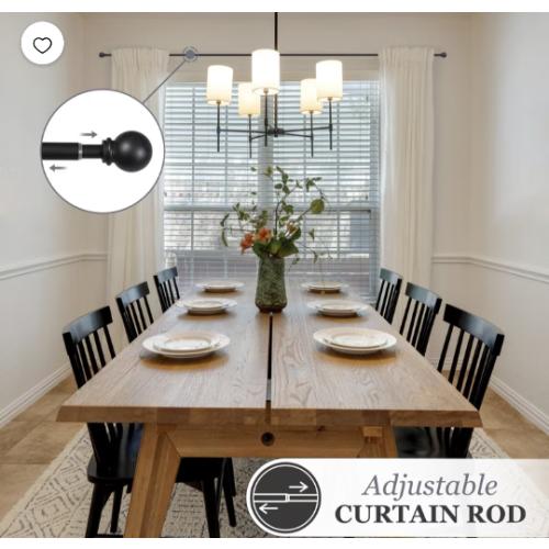 Kenney Chelsea 5/8 IN Adjustable Curtain Rod Black