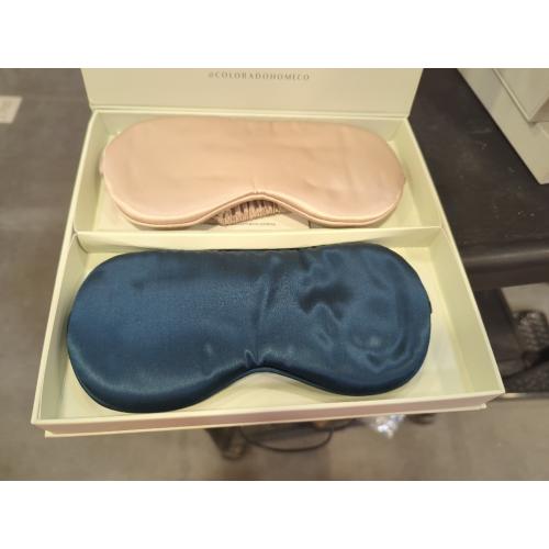 Pack of 2 Color beige and blue Silk Sleep Mask for Women and Men - Silk Eye Mask for Sleeping, Blindfold, Eye Covers, Pack of 2